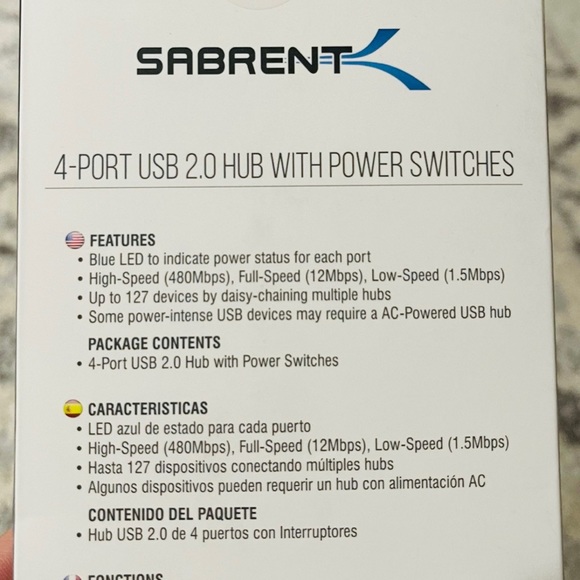 Brand New Sabrent 4-Port USB 2.0 Hub With Power Switches - Picture 10 of 11